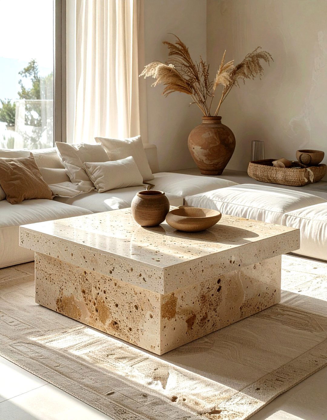 Travertine Square Coffee Table - 30 living room square coffee tables