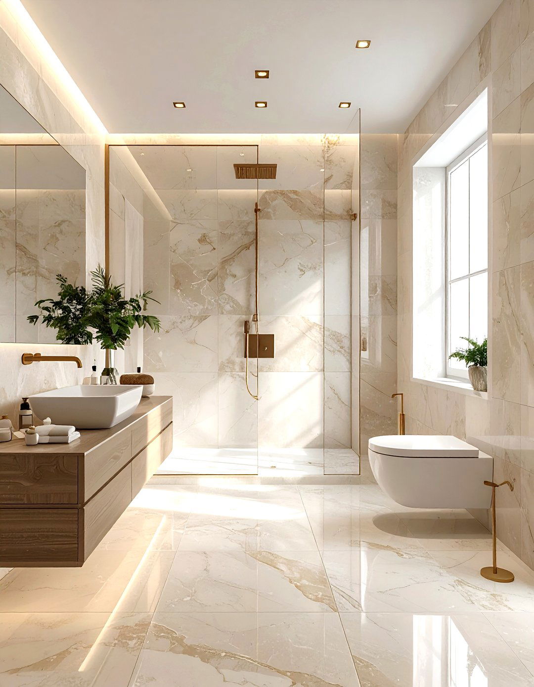 Travertine Stone Bathroom - 30 warm tan bathroom ideas