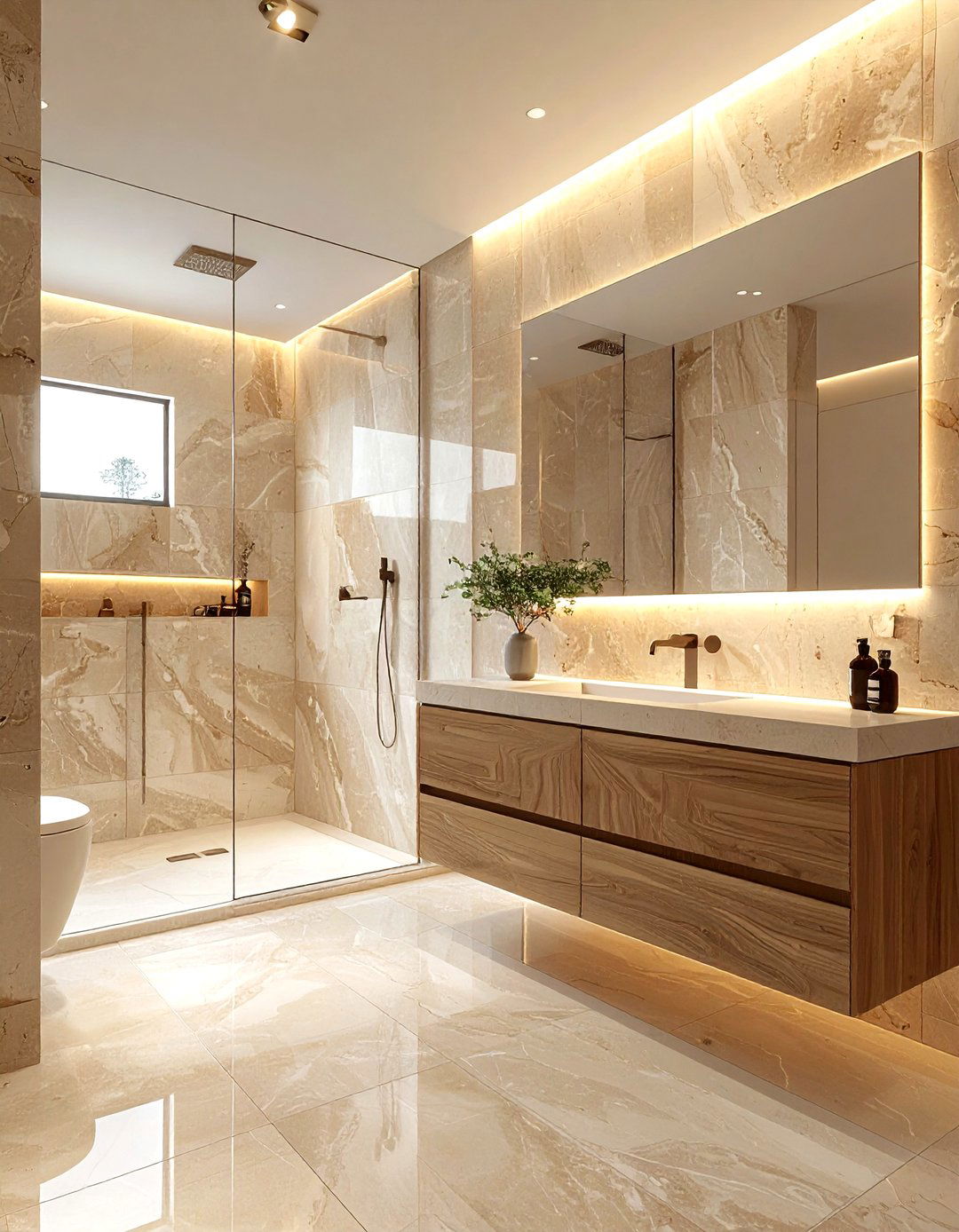 Travertine Stone Bathroom - 30 warm tone bathroom ideas