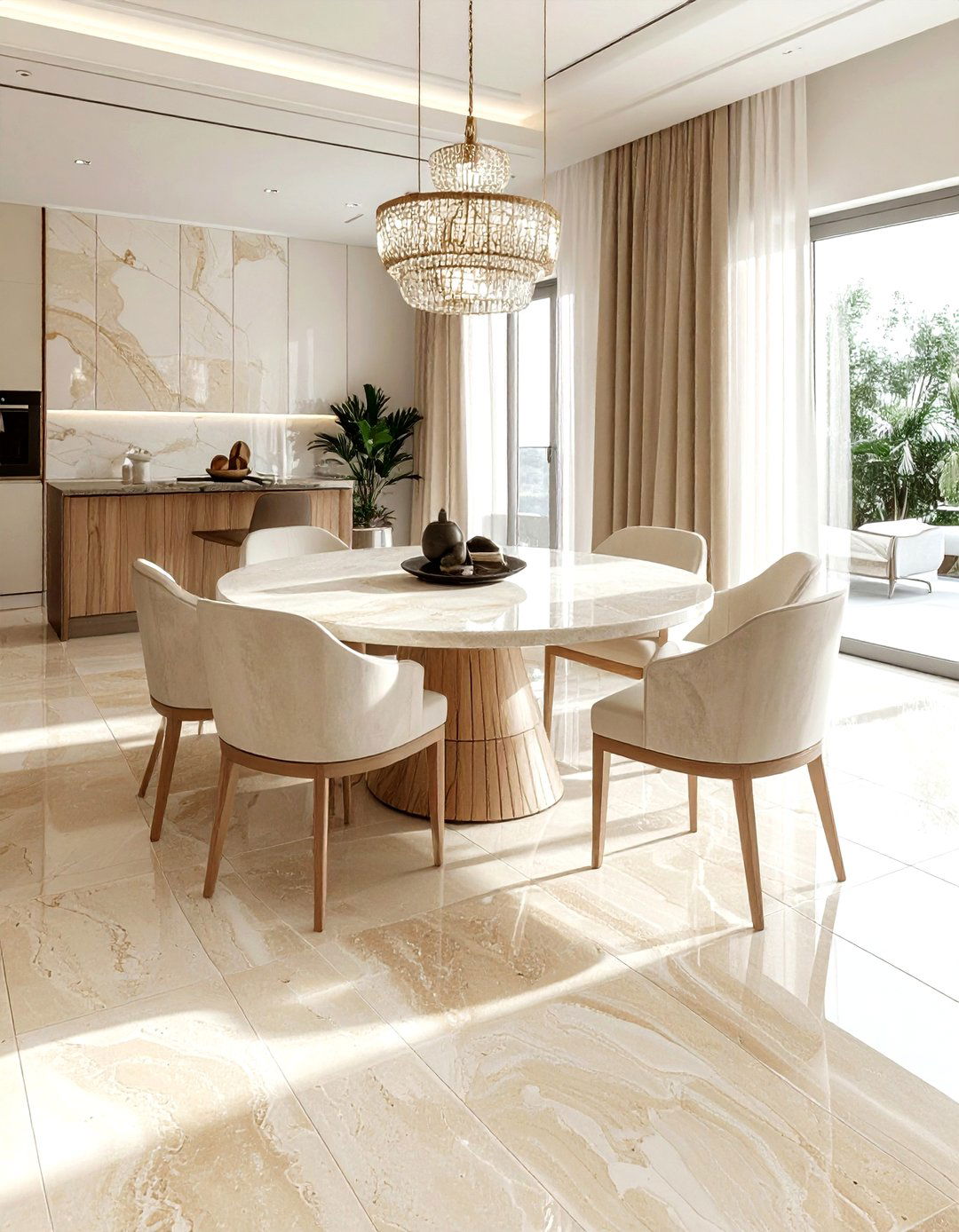 Travertine Stone Floor - 30 dining room floor design ideas