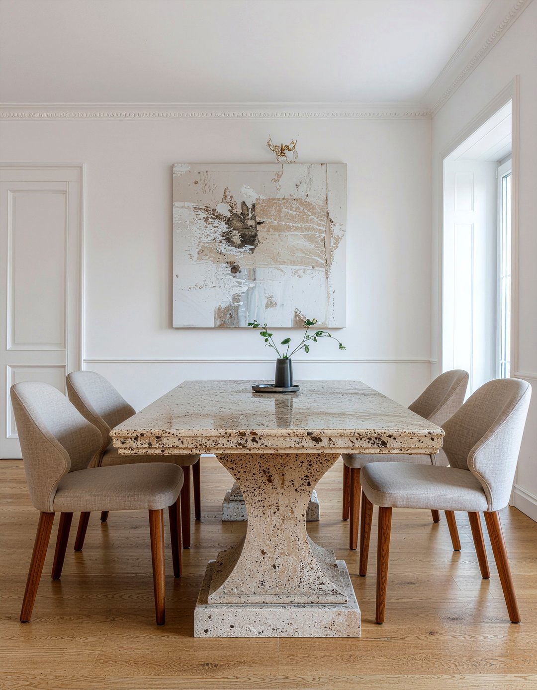 Travertine Stone Table - 30 dining room material ideas