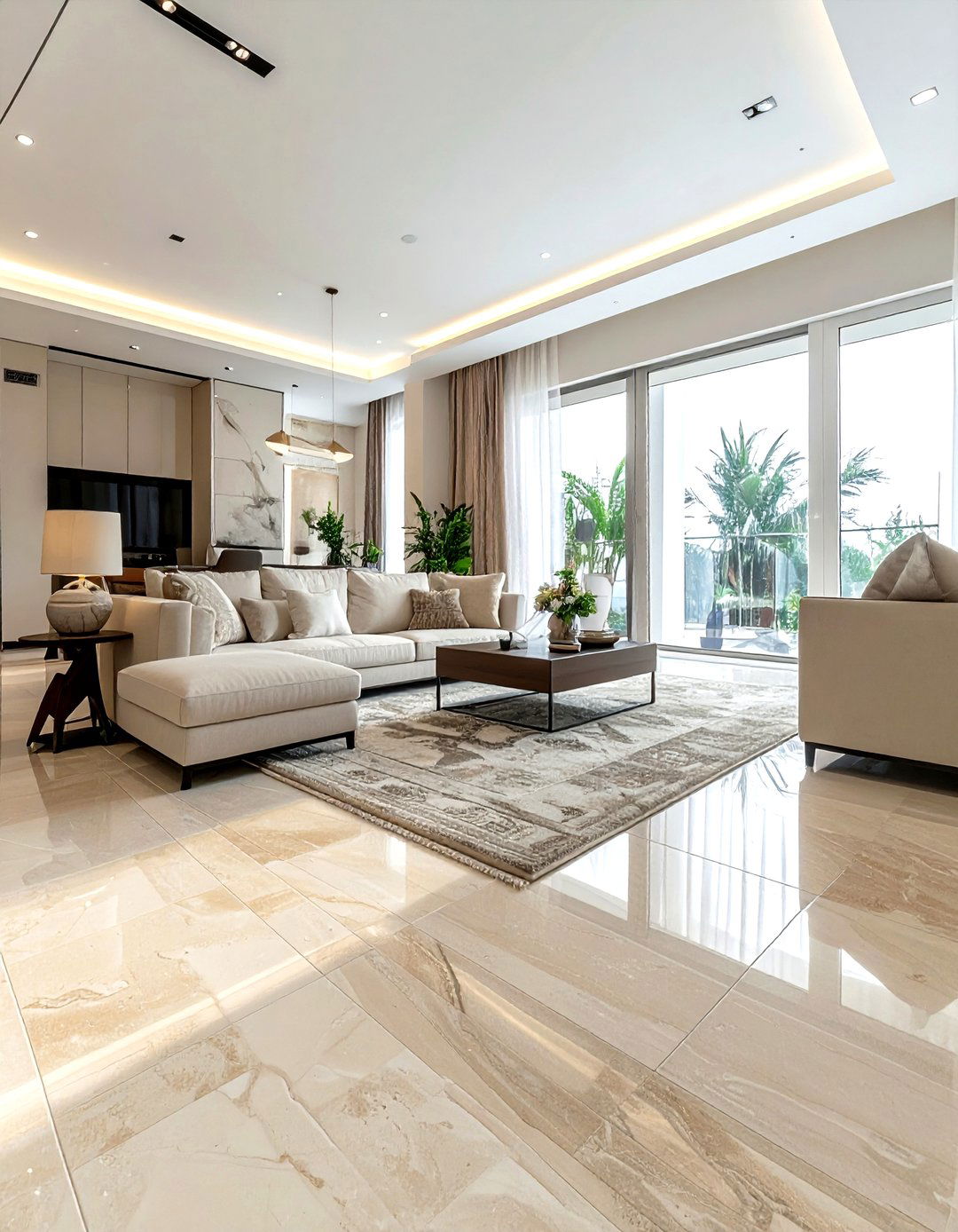 Travertine Tile - 30 living room flooring ideas