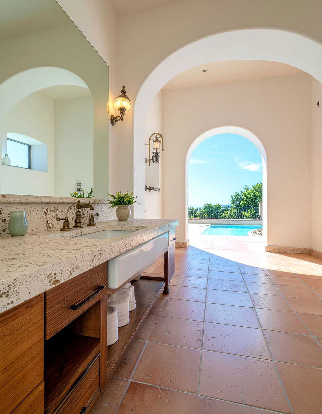 Travertine bathroom vanity - 30 bathroom countertop ideas