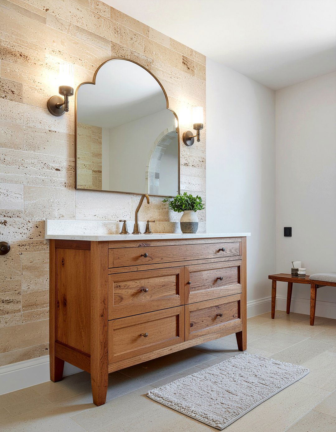 Travertine bathroom wall - 30 bathroom textured wall ideas