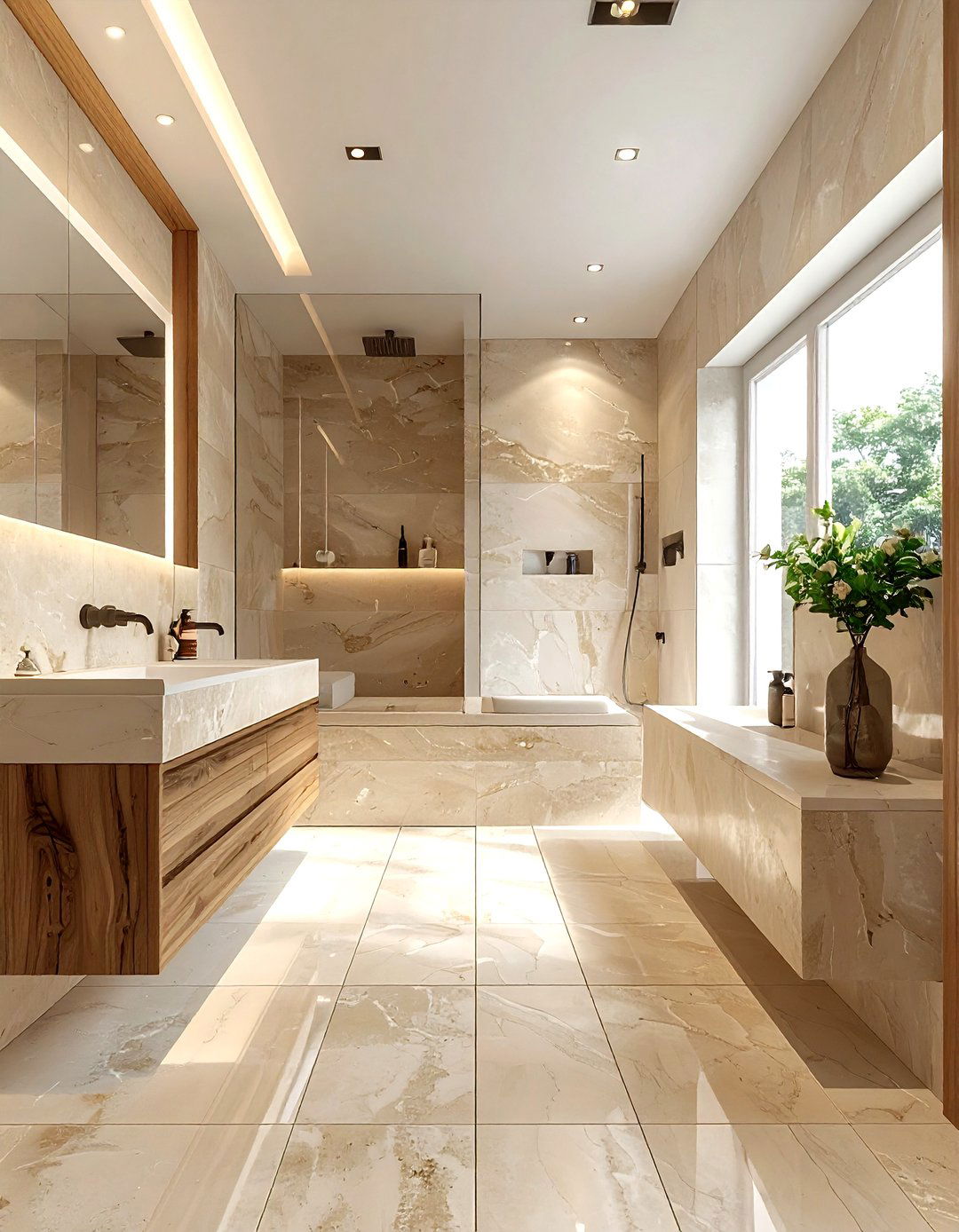 Travertine bathroom - 30 beige bathroom design ideas