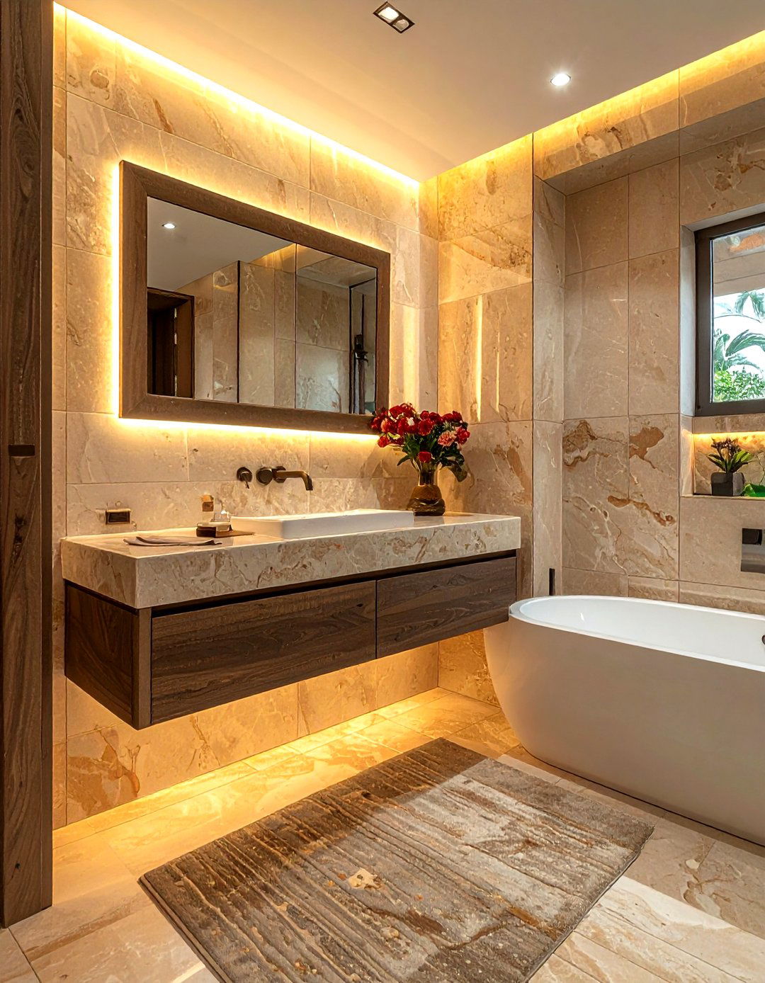 Travertine border tile bathroom - 30 travertine tile bathroom ideas