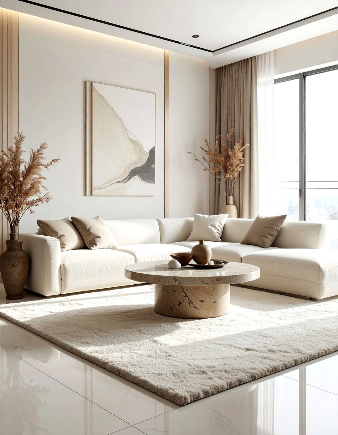 Travertine coffee table - 30 stone decor ideas