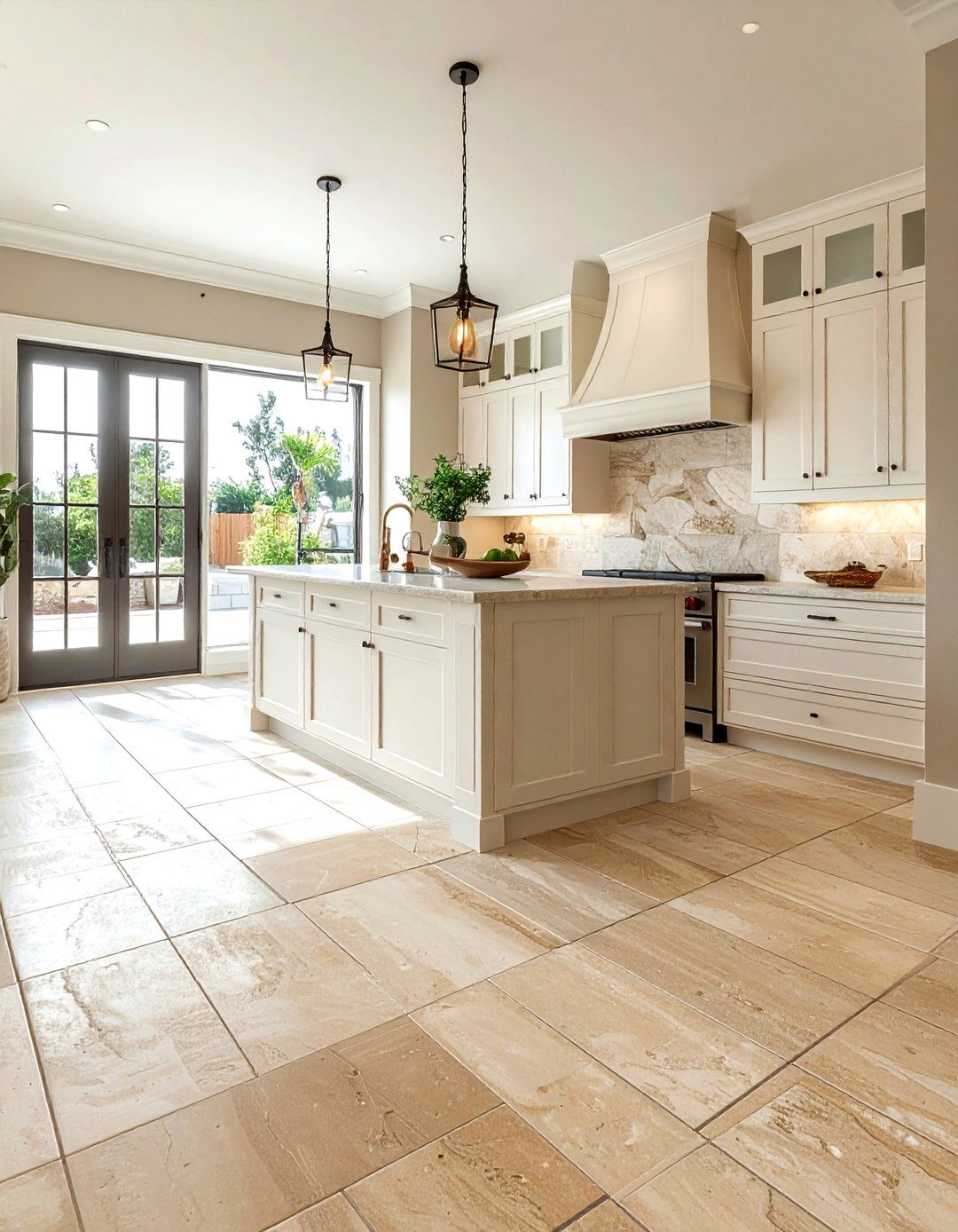 Travertine look ceramic tile - 30 ceramic tile floor kitchen ideas