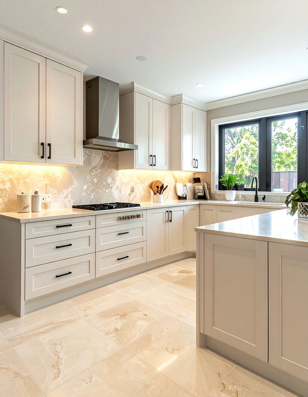 Travertine look porcelain tile - 30 porcelain tile kitchen backsplash ideas