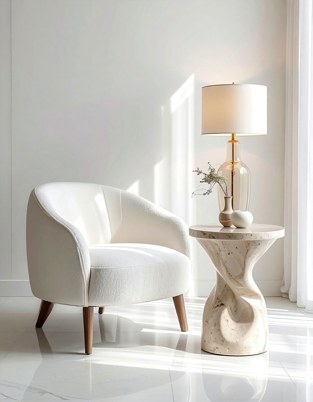 Travertine side table - 30 high-end decor ideas