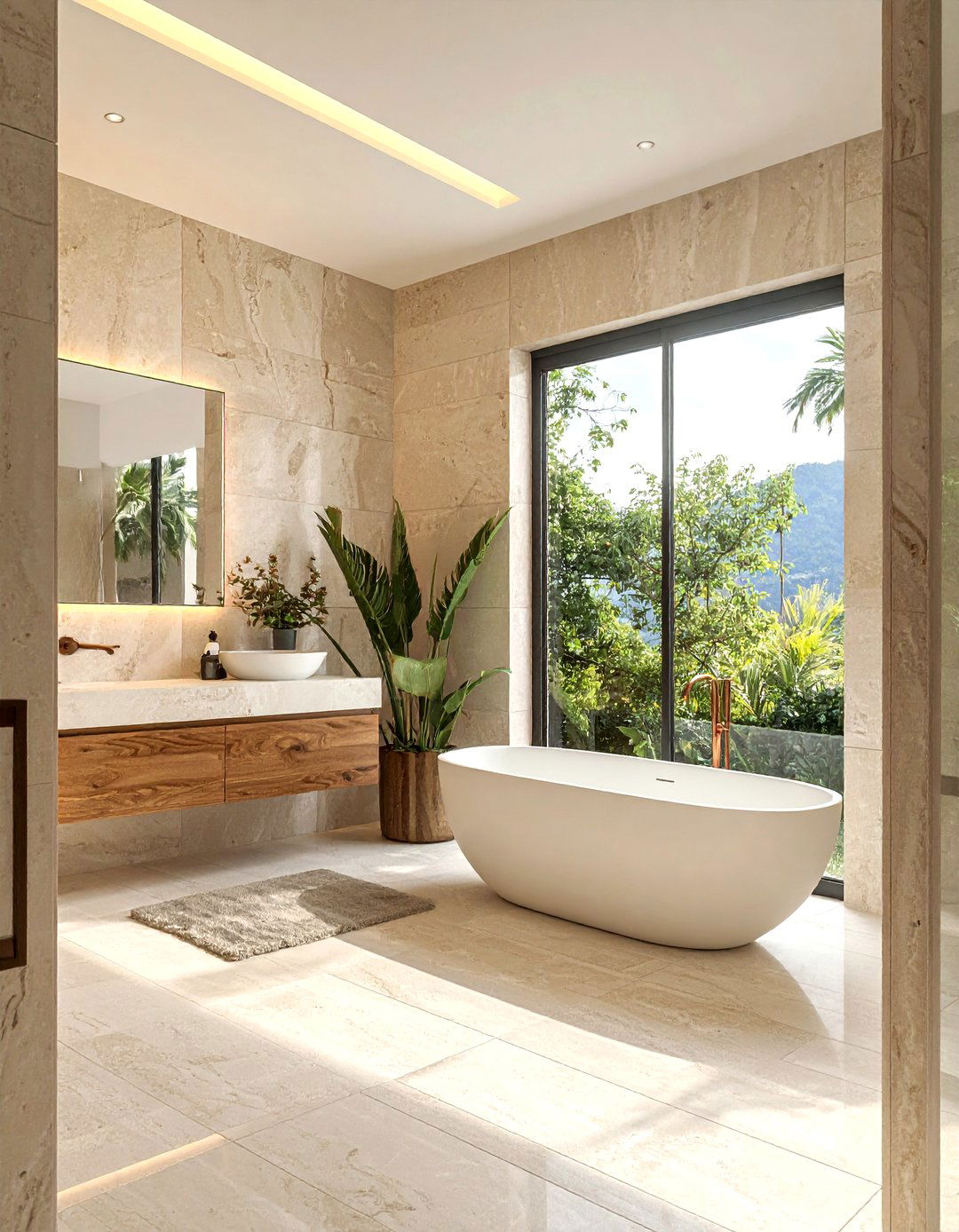 Travertine stone bathroom - 30 earthy tone bathroom ideas
