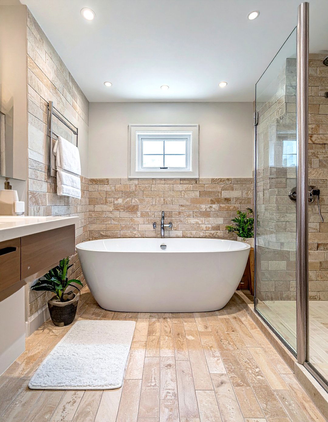 Travertine subway tile shower - 30 travertine tile bathroom ideas