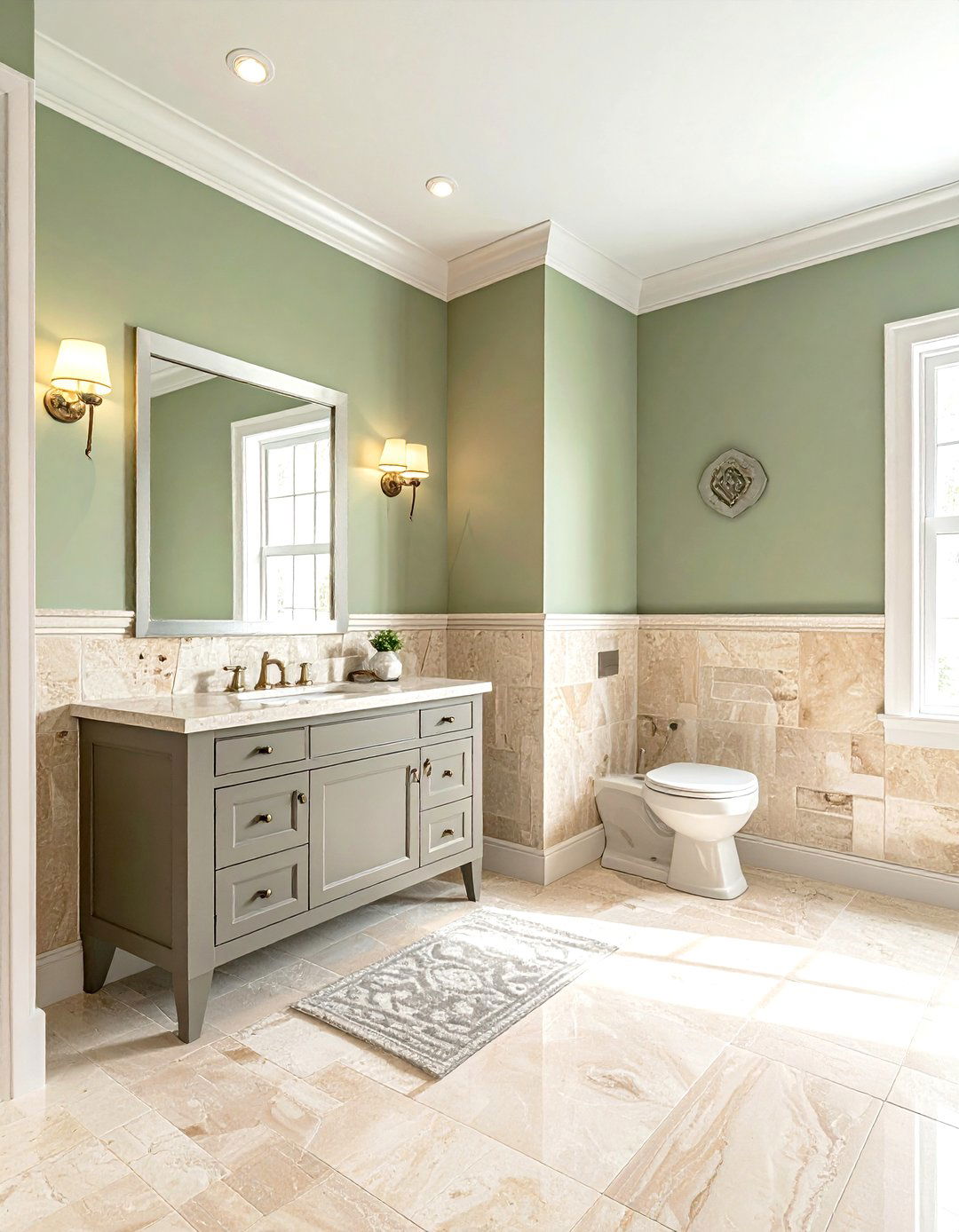 Travertine wainscoting bathroom - 30 travertine tile bathroom ideas