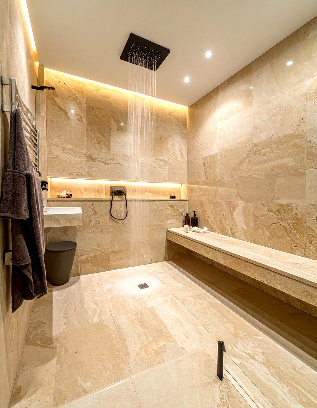 Travertine walk in shower - 30 travertine tile bathroom ideas