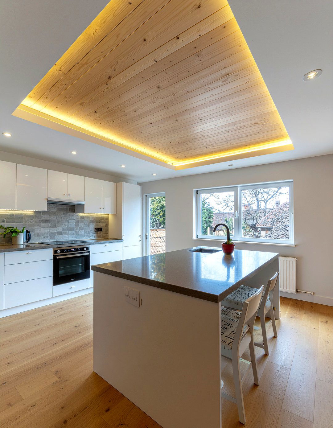 Tray Wood Ceiling Kitchen - 30 kitchen wood ceiling ideas