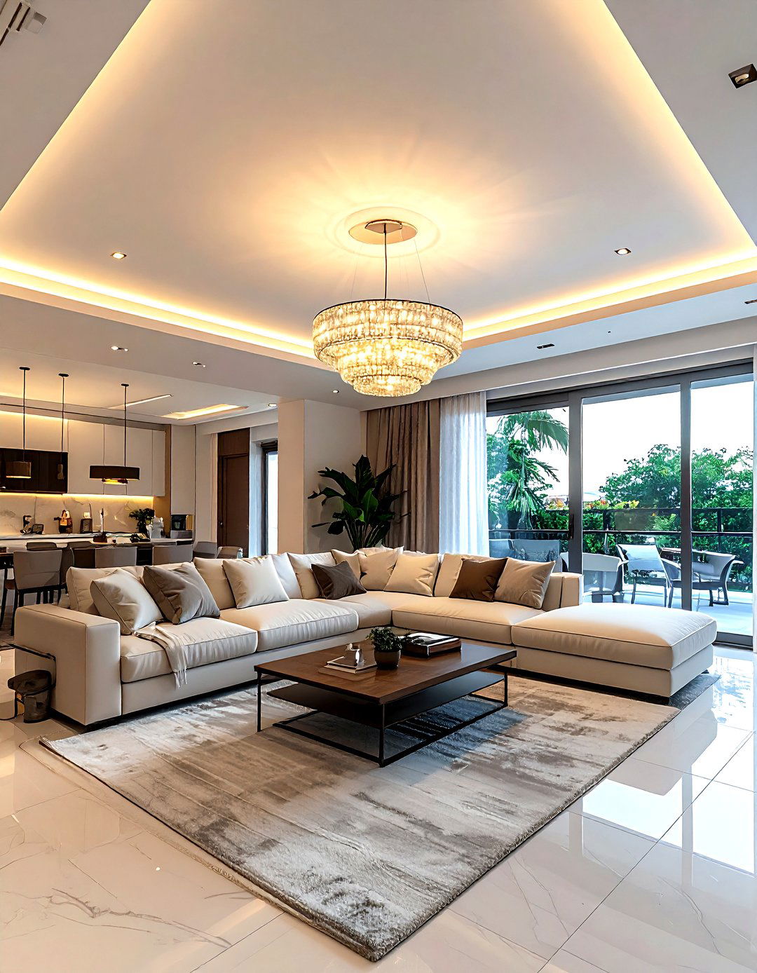 Tray ceiling led strips - 30 living room led strip lights ideas