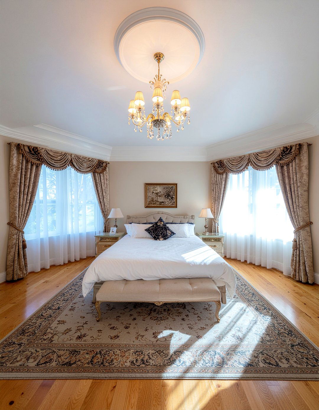 Tray ceiling with chandelier - 30 bedroom tray ceiling ideas