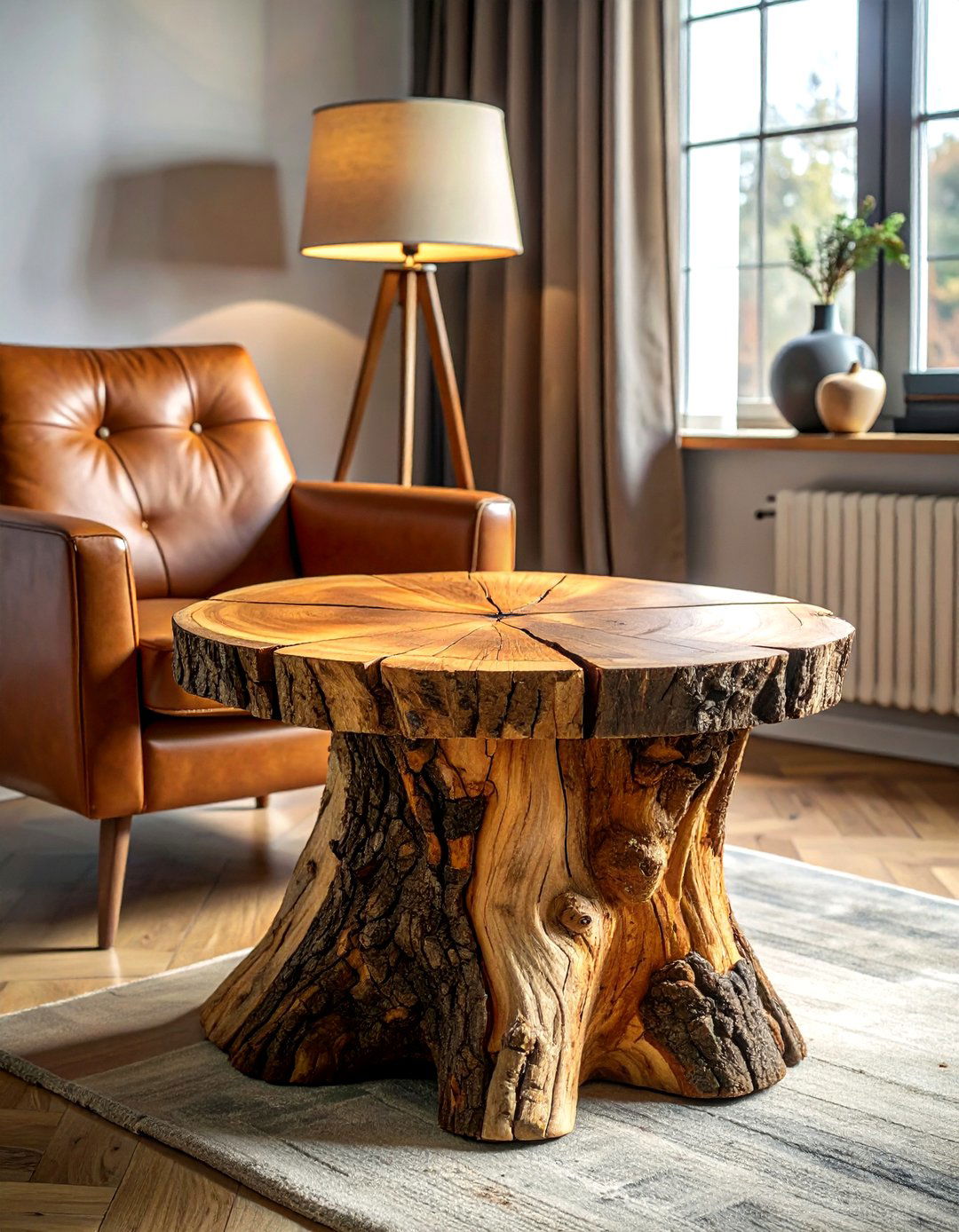 Tree Stump Side Table - 30 natural wood decor ideas