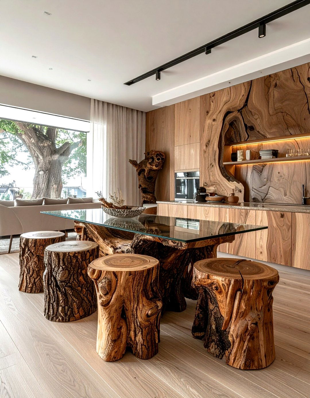 Tree Trunk Dining Room - 30 forest dining room ideas