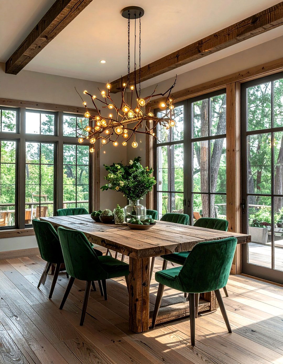 Tree branch chandelier - 30 forest decor ideas