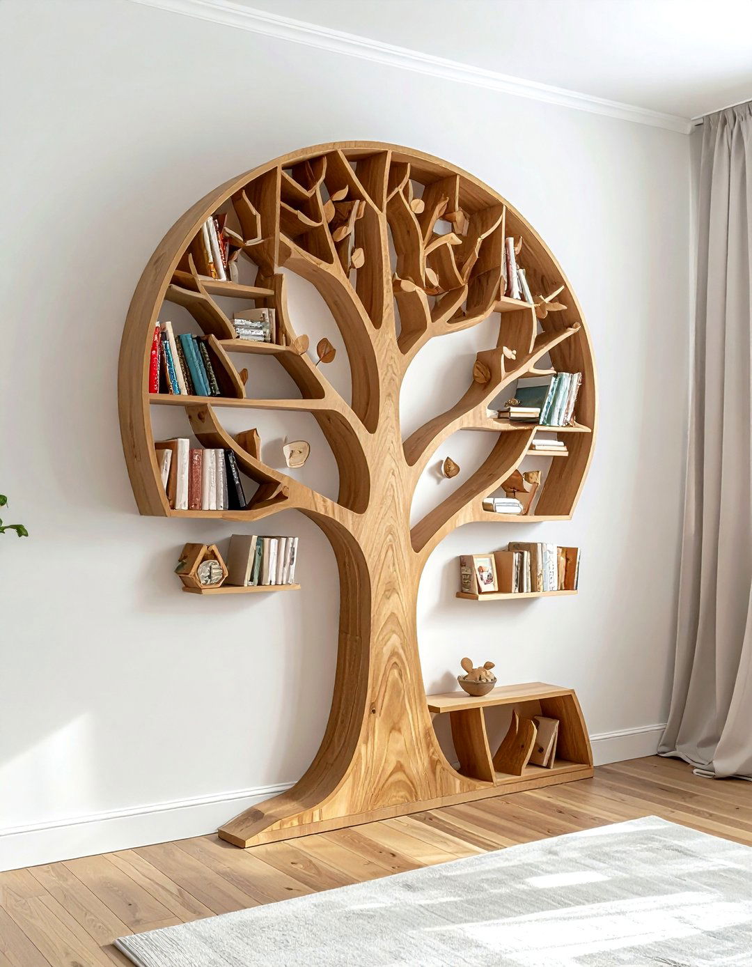 Tree shaped nursery book shelf - 30 nursery shelf ideas