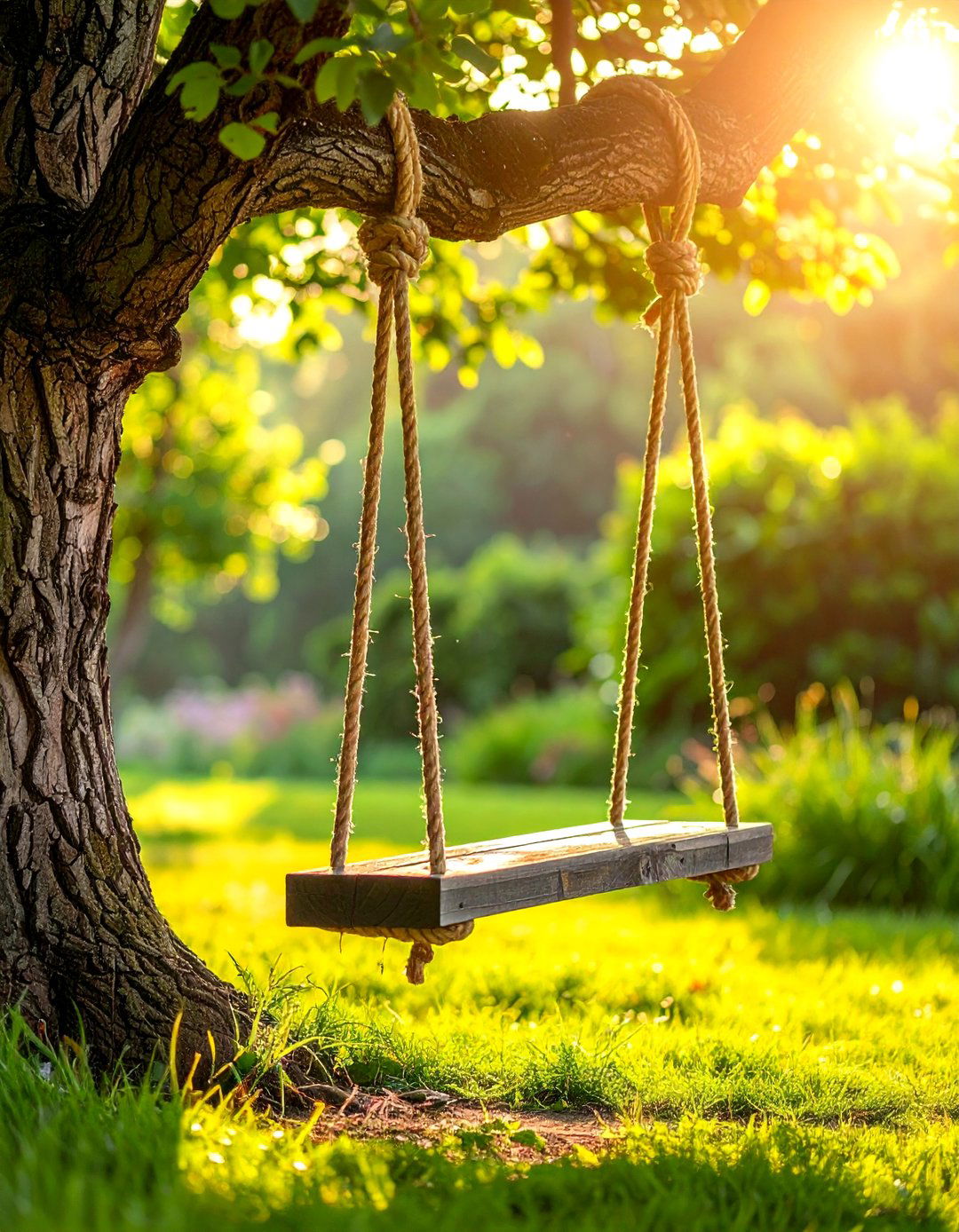 Tree swing seat - 30 garden decor ideas