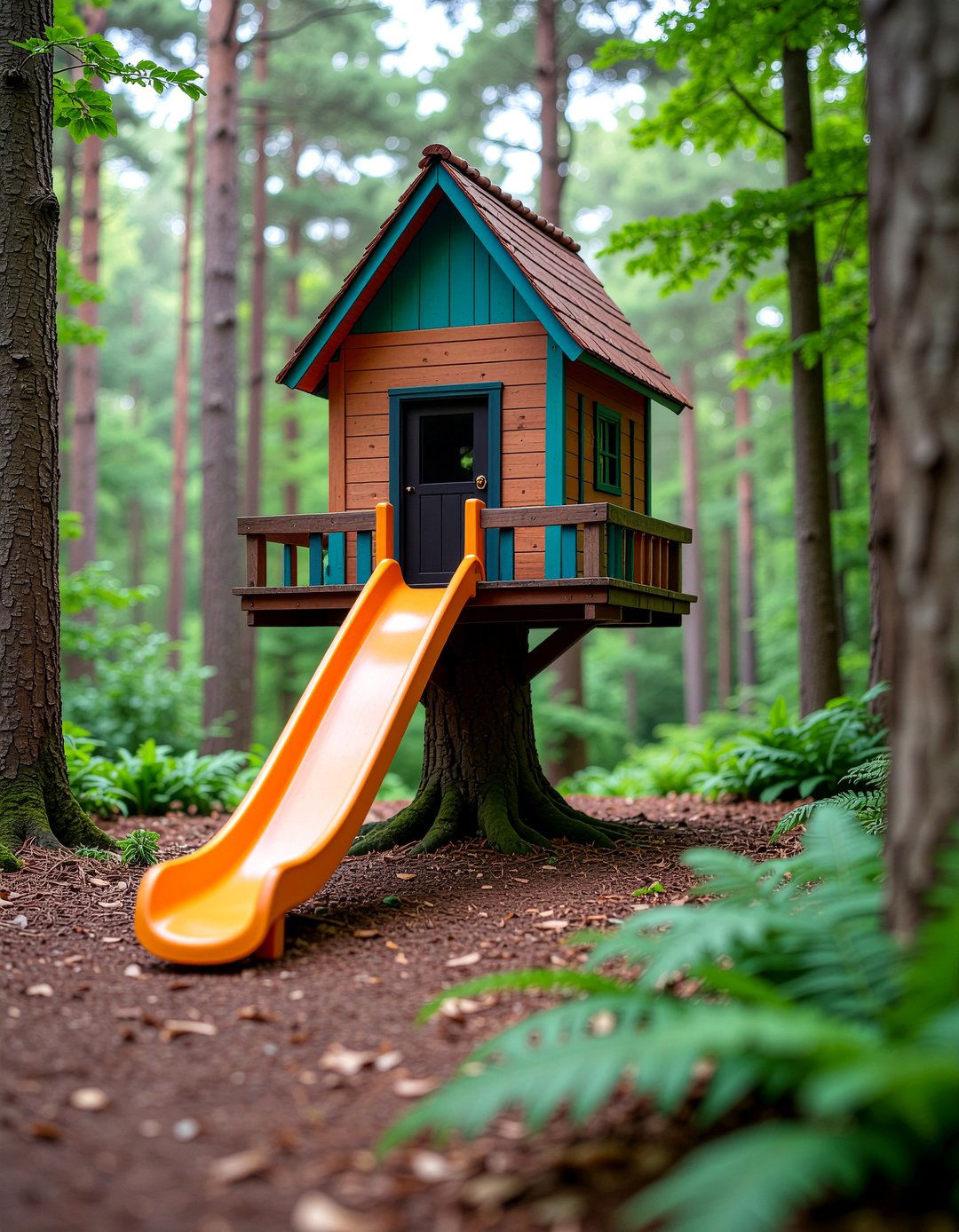Treehouse with slide - 30 treehouse bedroom ideas