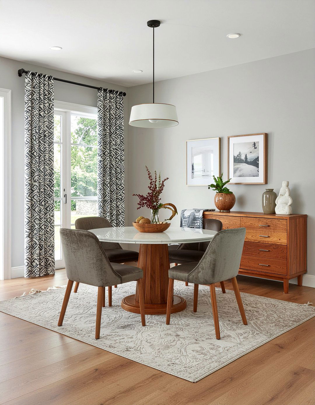 Trellis pattern curtains dining room - 30 patterned curtain dining room ideas