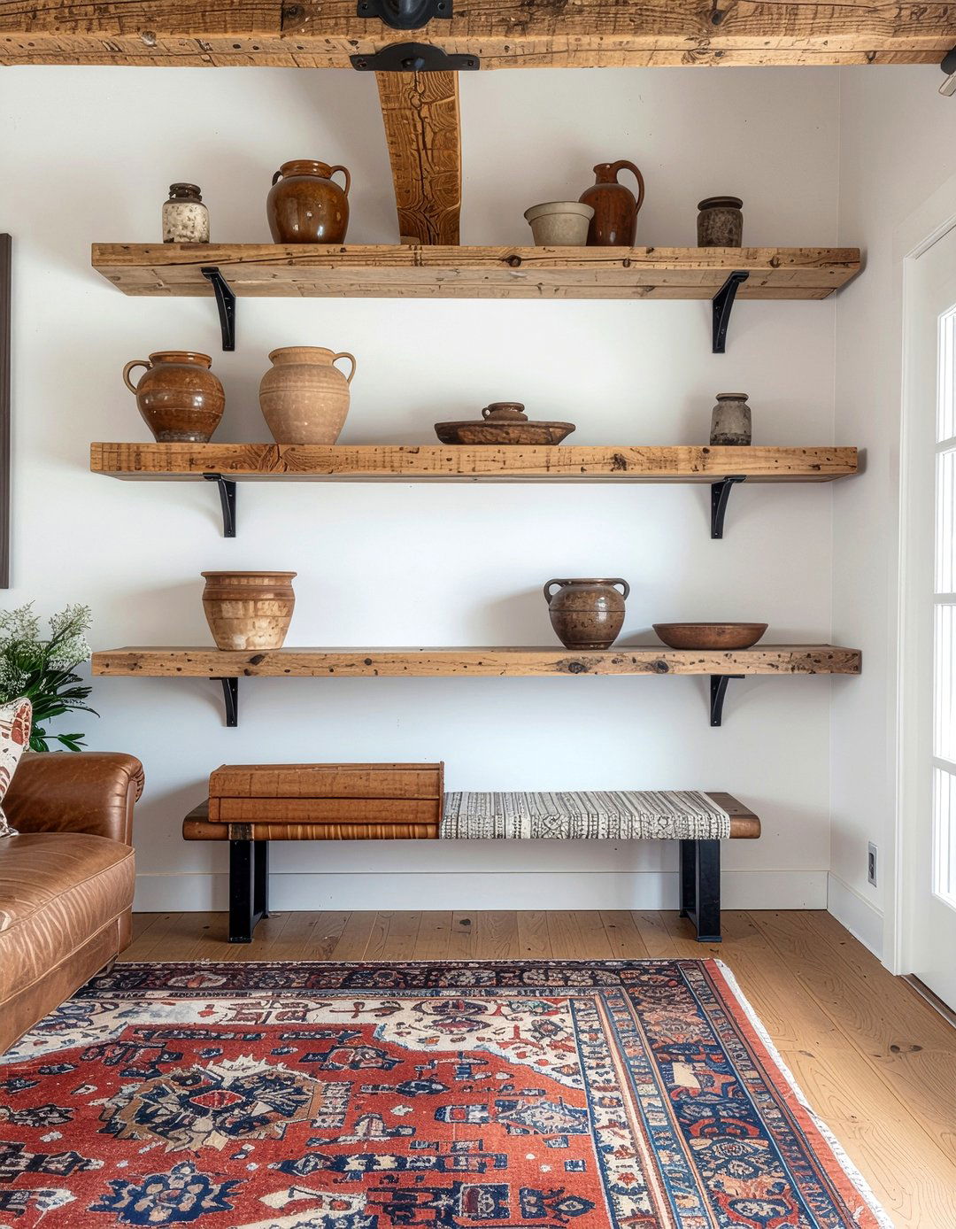 Trestle shelf bracket - 30 living room bracket ideas