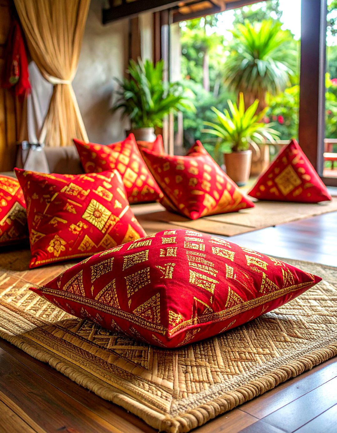 Triangle Cushion Seating - 30 Thai dining room ideas