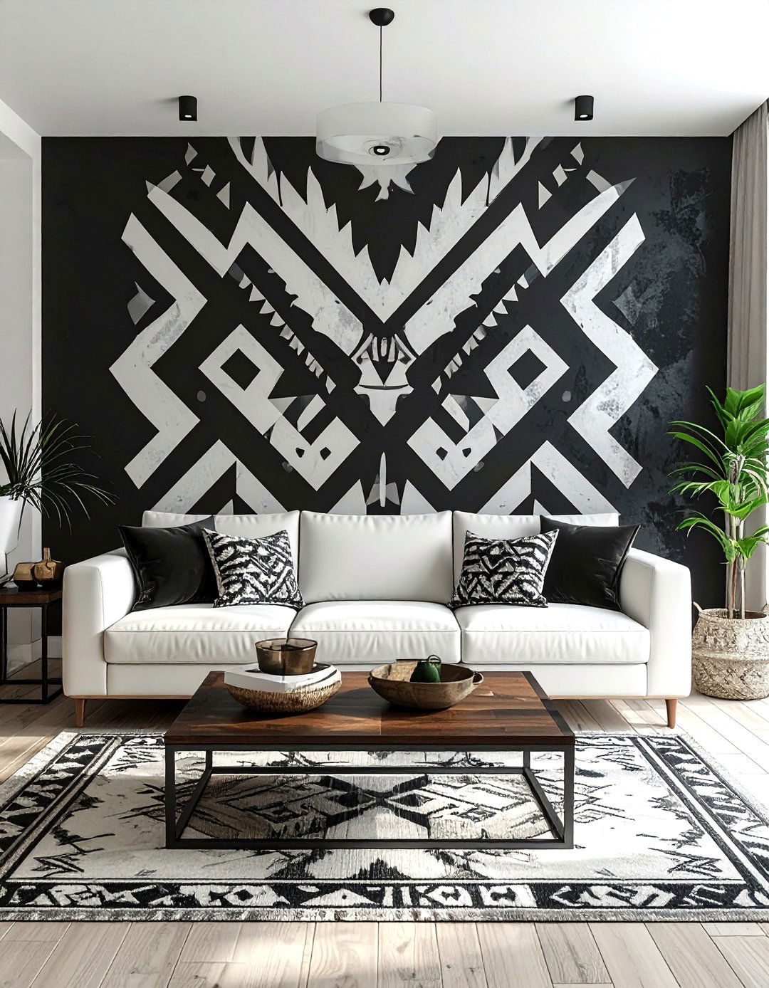 Tribal Pattern Accent Wall - 30 tribal pattern decor ideas