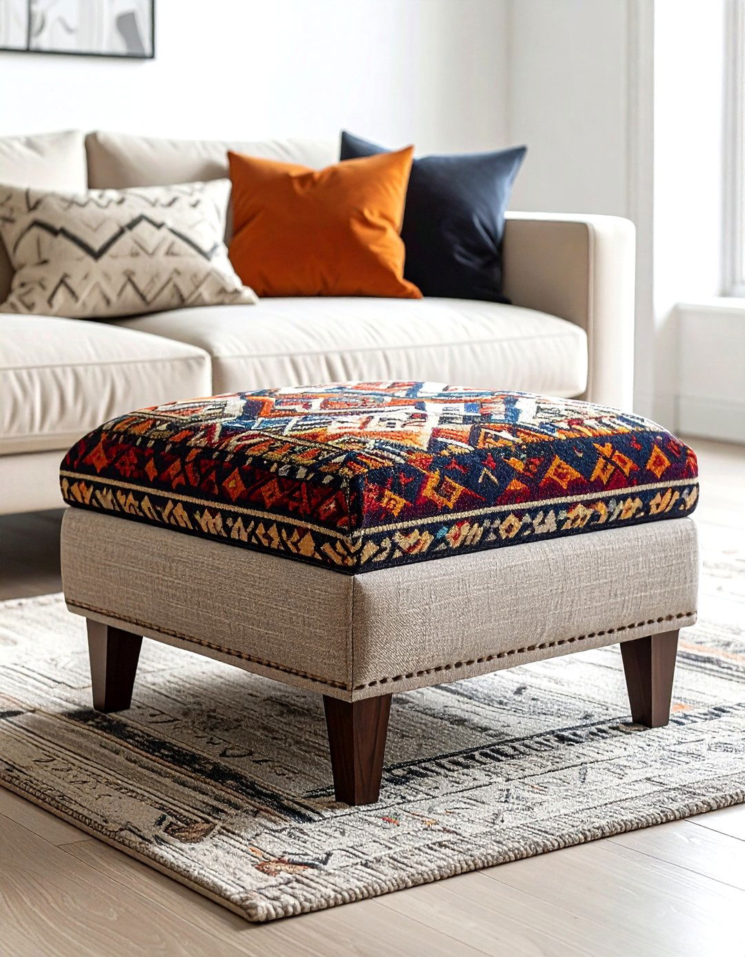 Tribal Pattern Ottoman - 30 tribal pattern decor ideas