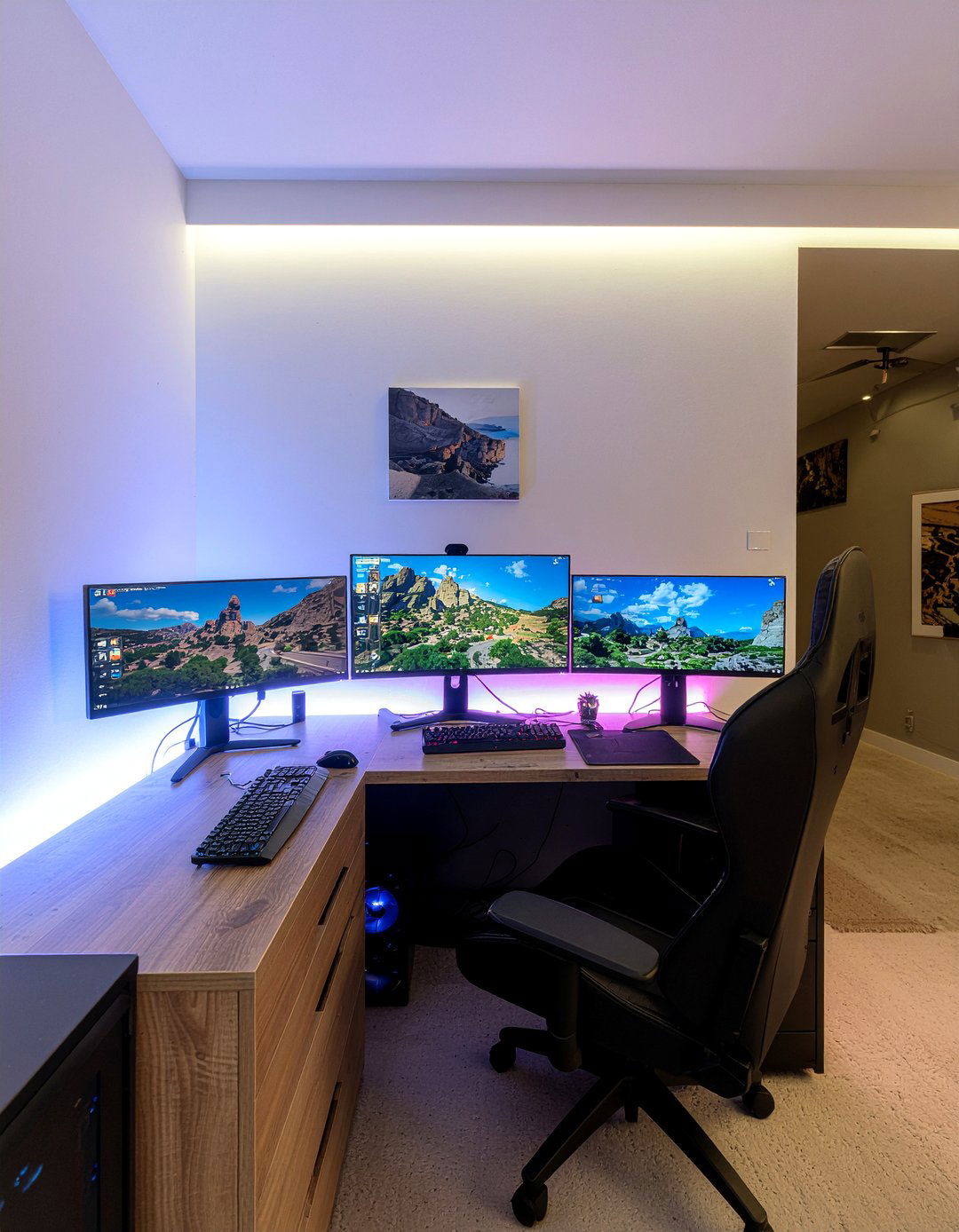 Triple Monitor Setup - 30 esports bedroom ideas