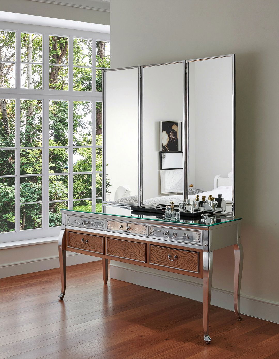 Triptych Folding Mirror - 30 bedroom decorative mirrors