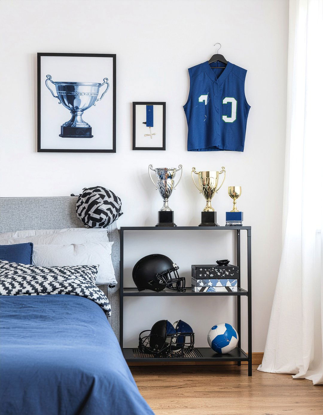 Trophy Display With Sports Memorabilia - 30 bedroom trophy display ideas