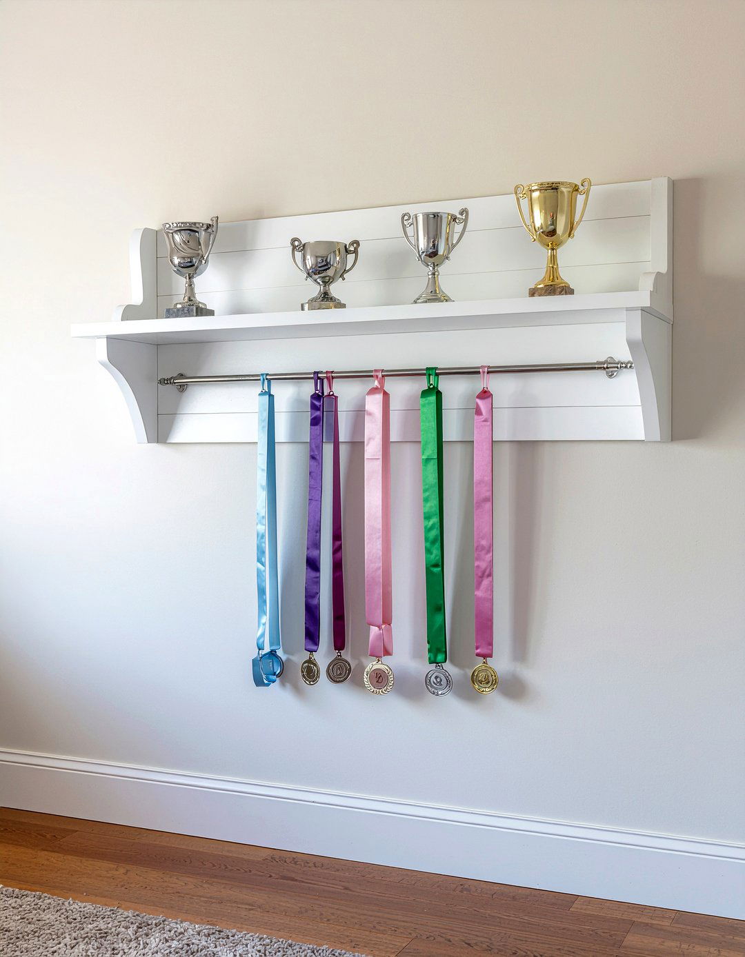 Trophy and medal combo shelf - 30 bedroom medal display ideas