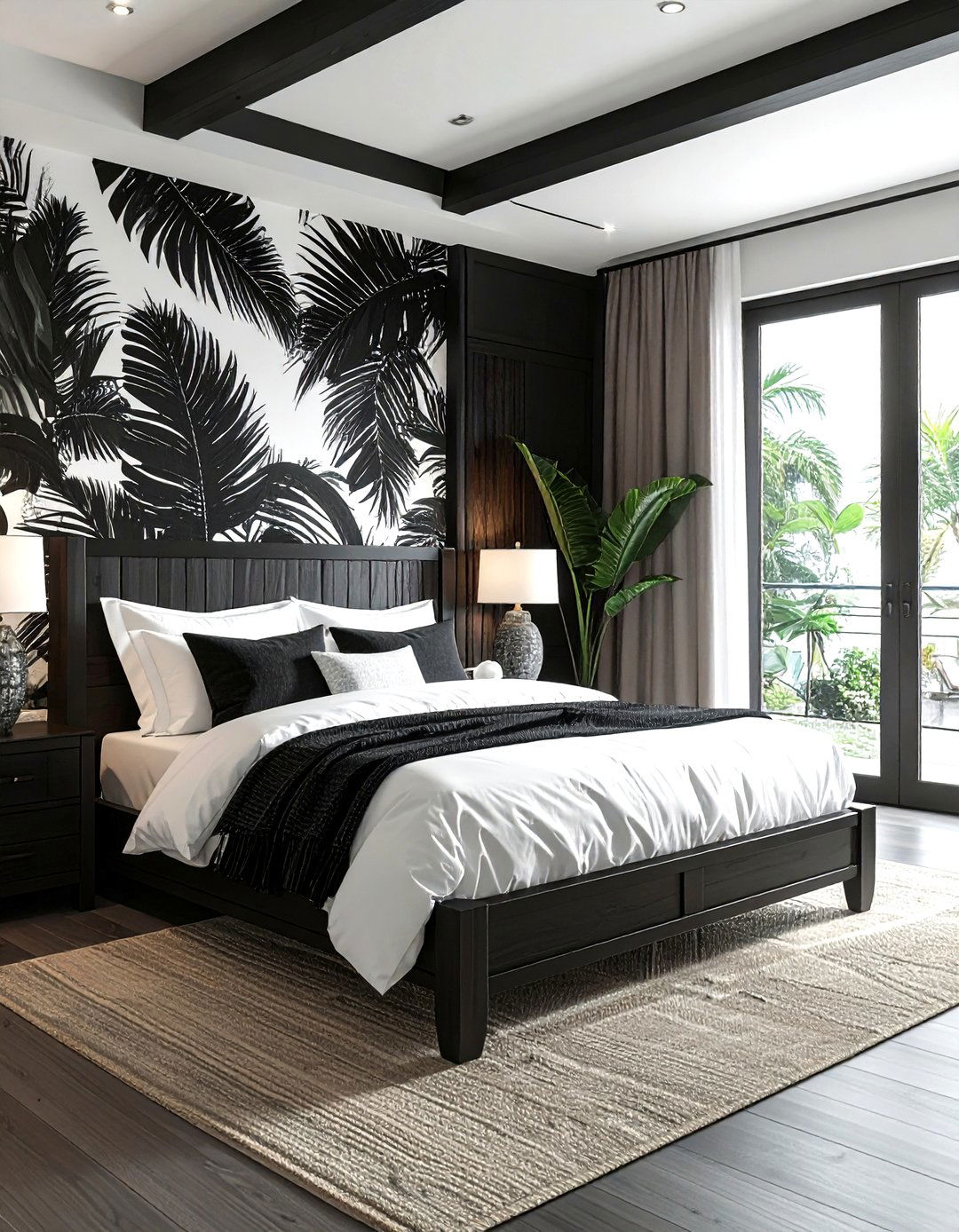 Tropical Black Coastal Bedroom - 30 coastal black bedroom ideas