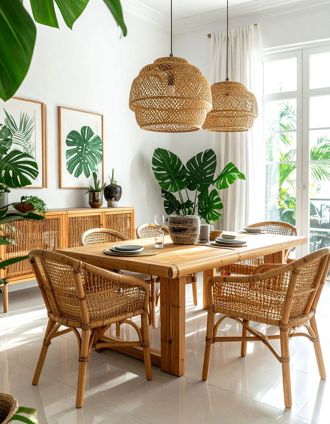 Tropical Botanical Dining Room - 30 apartment dining room ideas