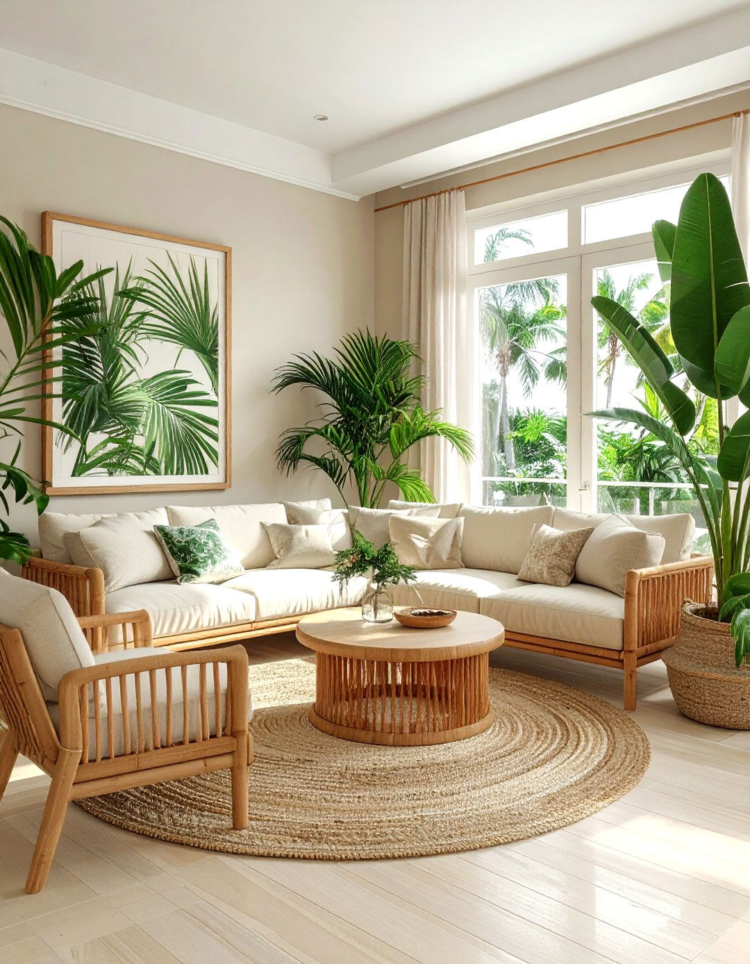 Tropical Coastal Beige Living Room - 30 coastal beige living room ideas