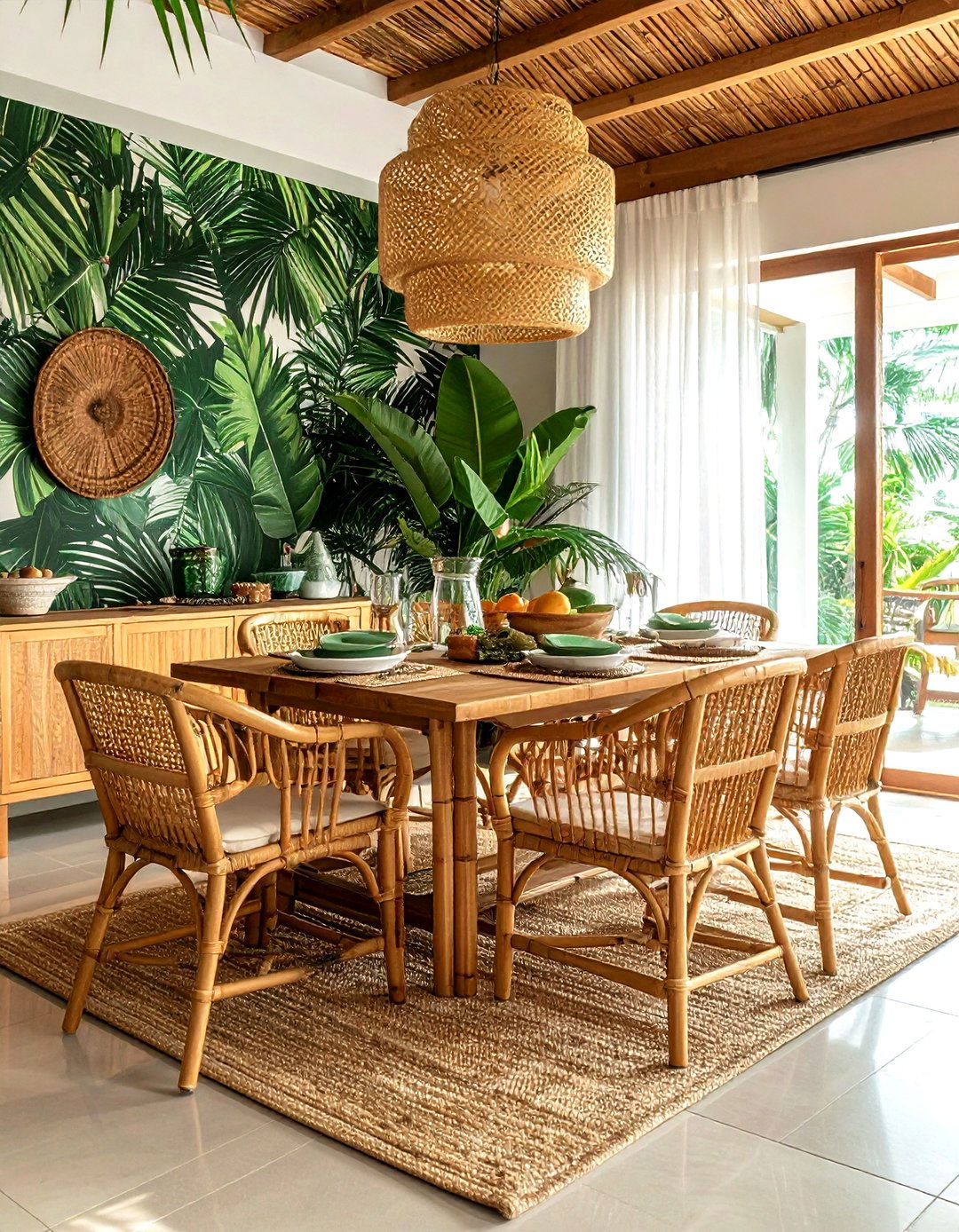 Tropical Dining Room - 30 layered dining room ideas