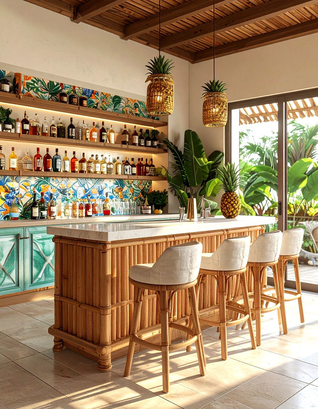 Tropical Dining Room Bar - 30 tropical dining room ideas