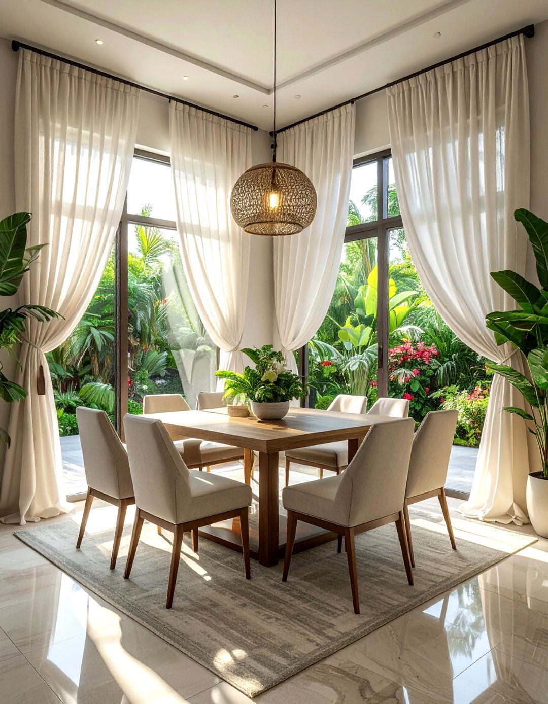 Tropical Dining Room Curtains - 30 tropical dining room ideas