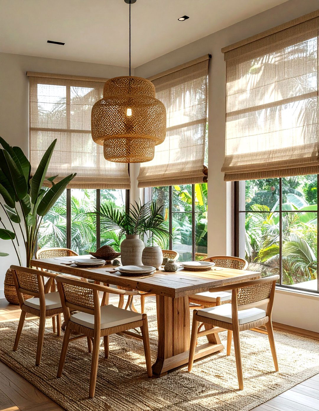 Tropical Dining Room Window Treatment - 30 tropical dining room ideas
