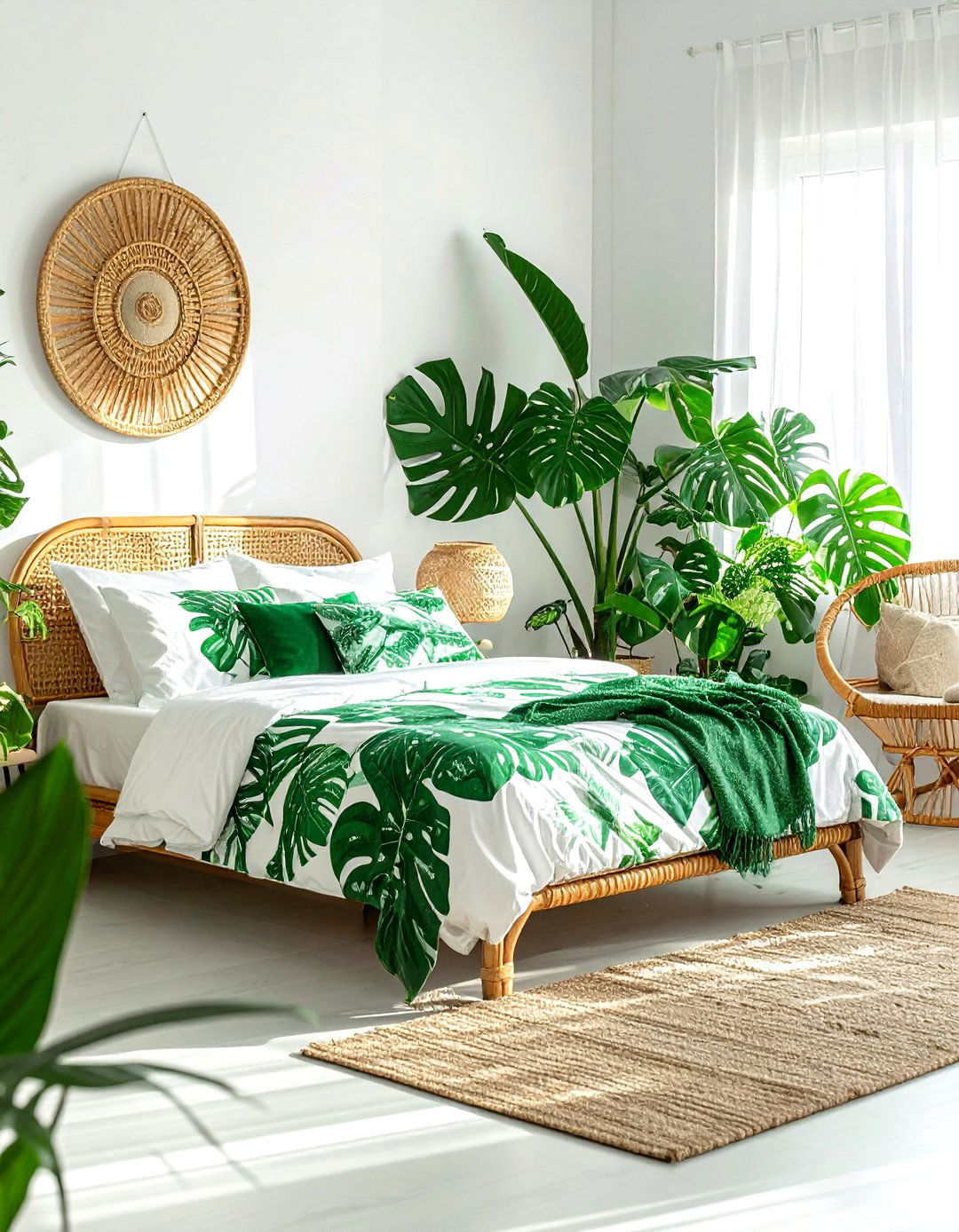Tropical Emerald Bedroom - 30 emerald and white bedroom ideas