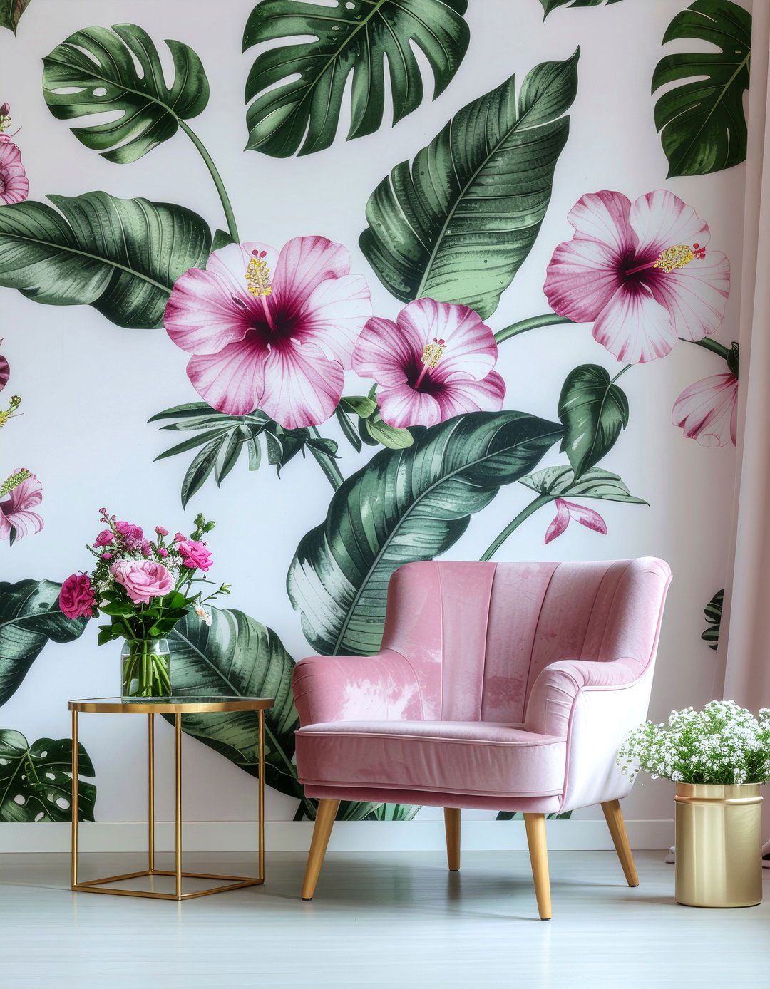 Tropical Floral Wallpaper - 30 living room tropical wallpapers