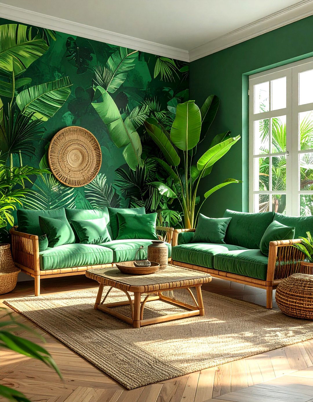 Tropical Green Coastal Living Room - 30 coastal green living room ideas