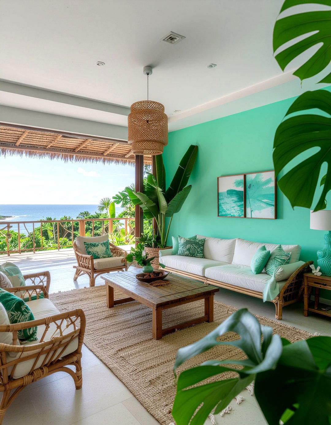 Tropical Green Living Room - 30 green living room ideas