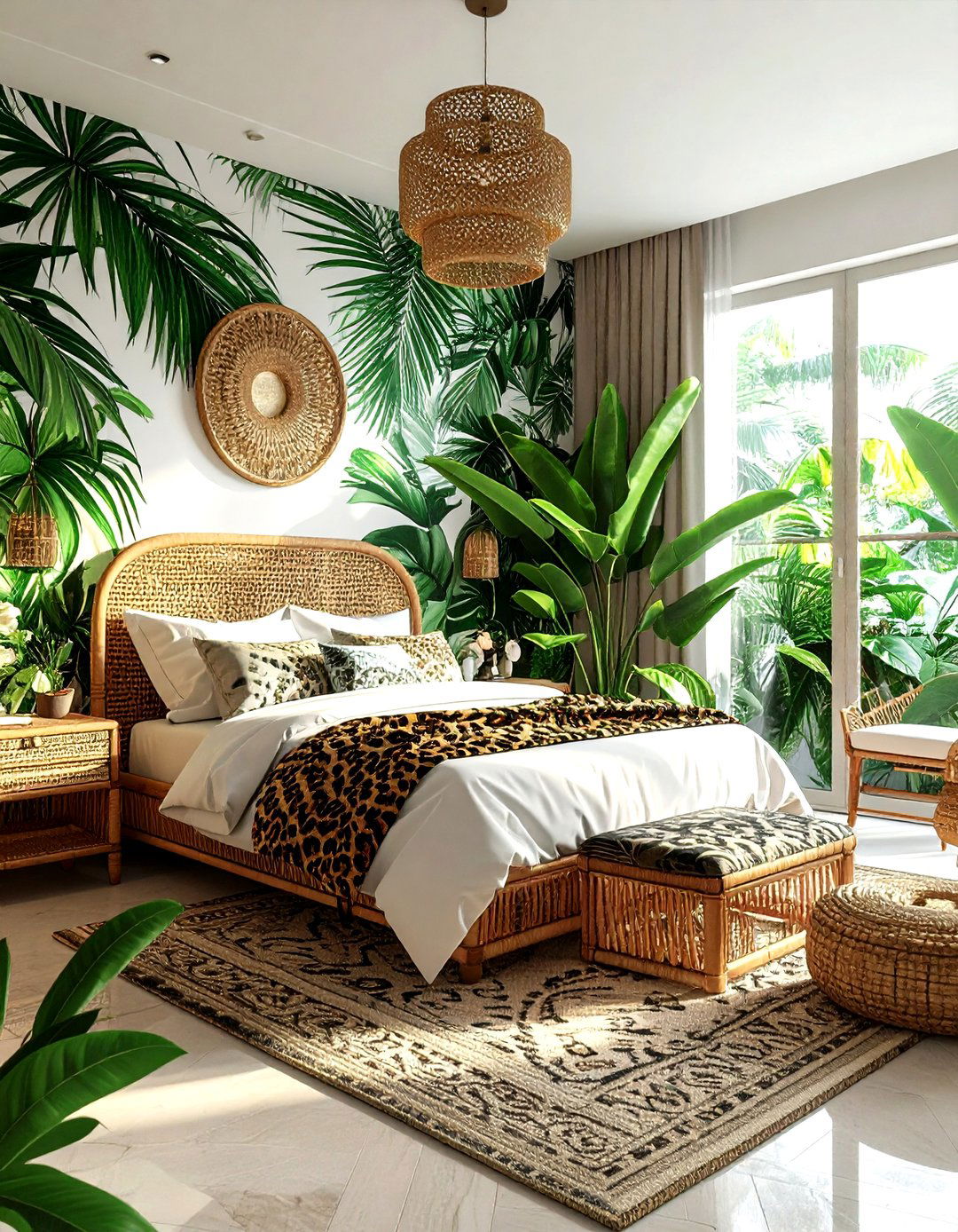 Tropical Jungle Style Bedroom - 30 maximalist bedroom ideas