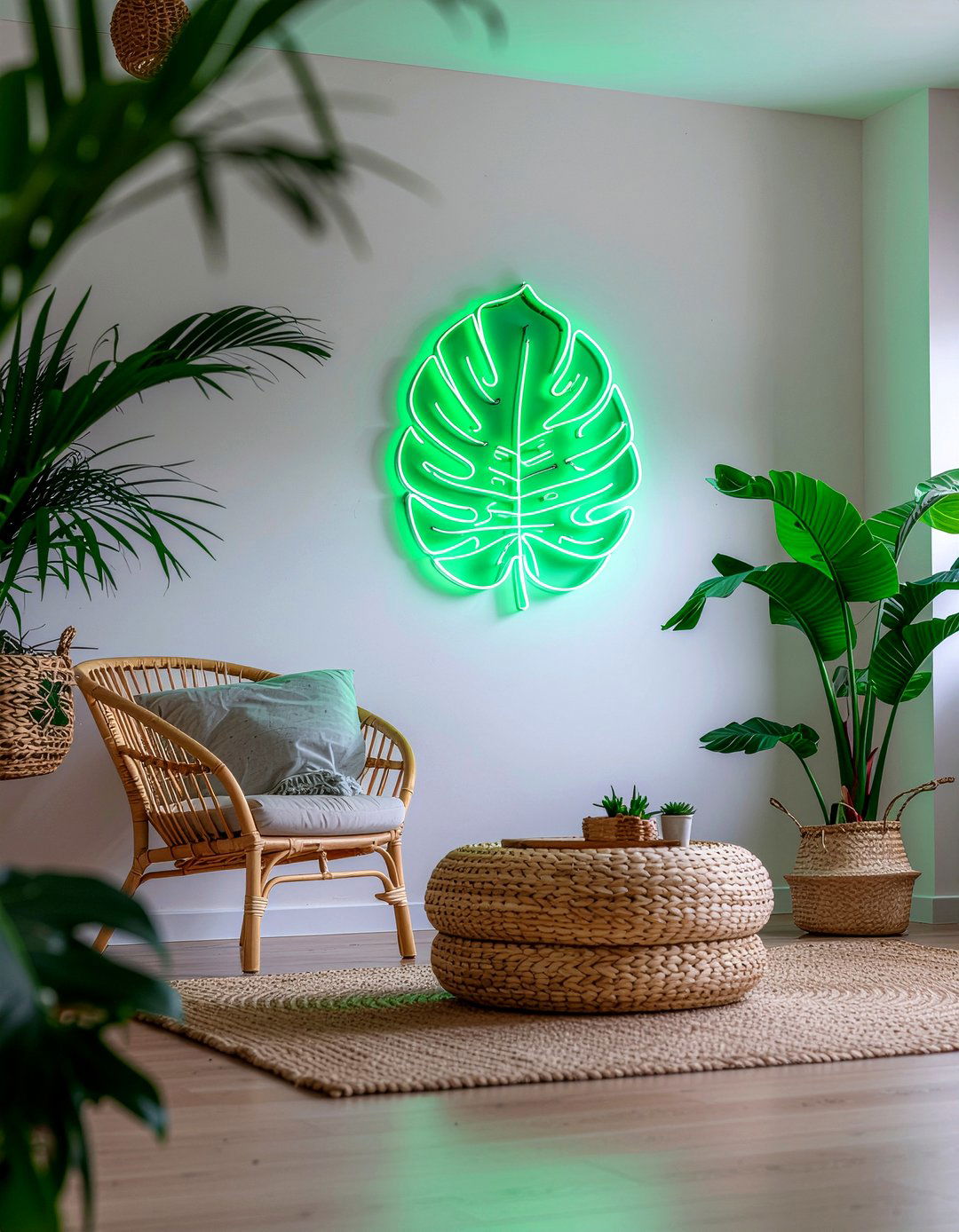 Tropical Leaf Neon Sign - 30 living room neon signs