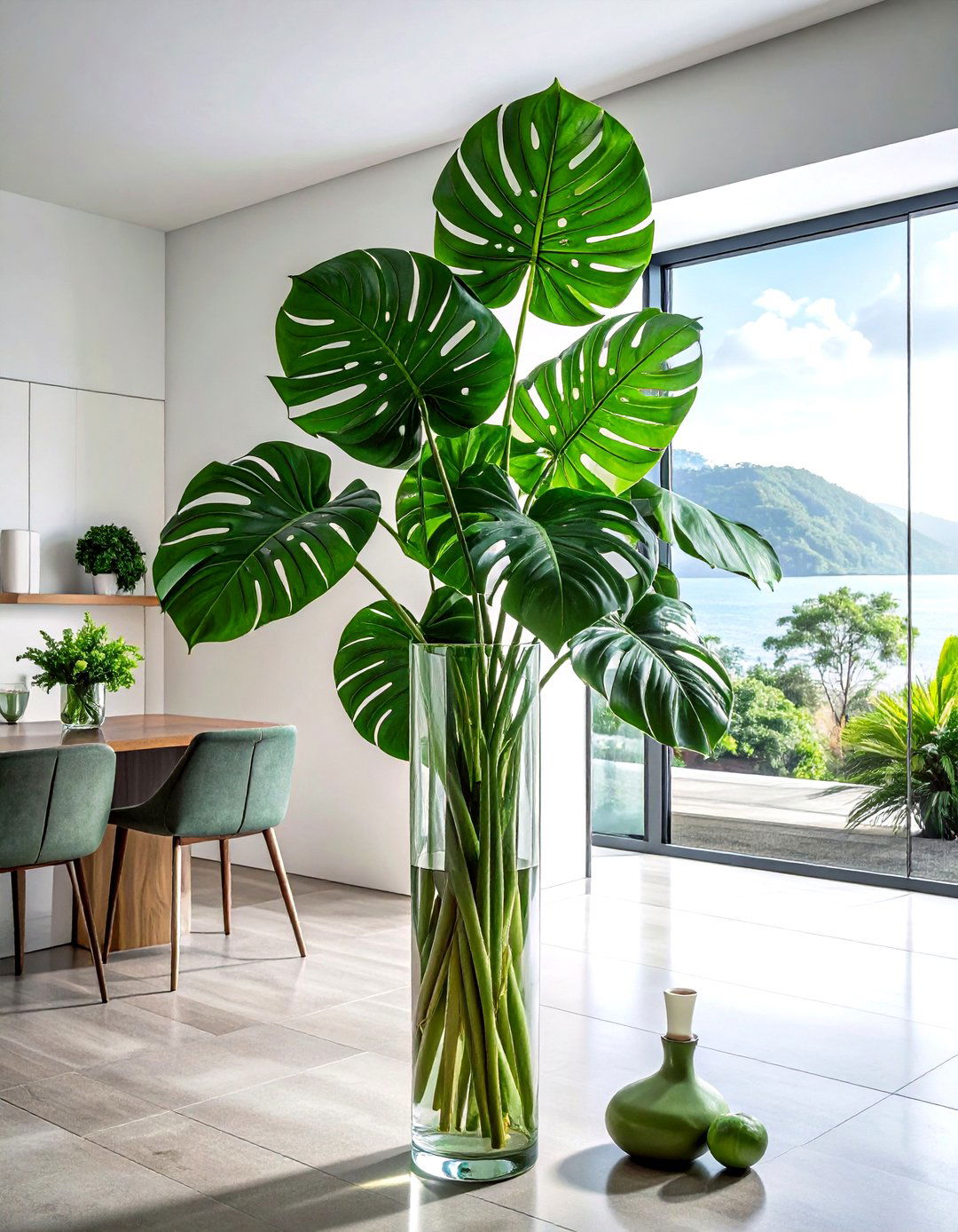 Tropical Palm Leaf Display - 30 tall centerpiece dining ideas